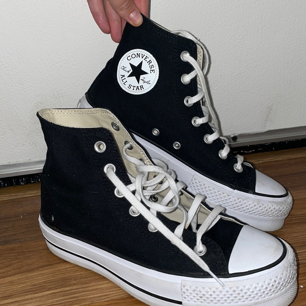Black and white platform converse